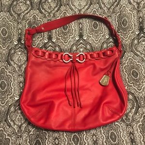 Cole Haan Red Leather Hobo Shoulder Bag EUC